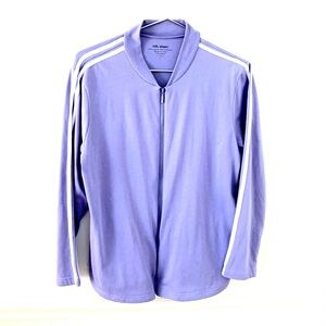 VICKI WAYNE Lavender Zipper Matching Set with V Neck Top, Vintage Track Jacket